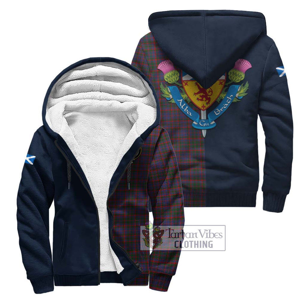 Tartan Vibes Clothing Cumming Tartan Sherpa Hoodie with Scottish Lion Royal Arm Half Style