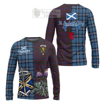 Cumming Tartan Long Sleeve T-Shirt Happy St. Andrew's Day Half Tartan Style