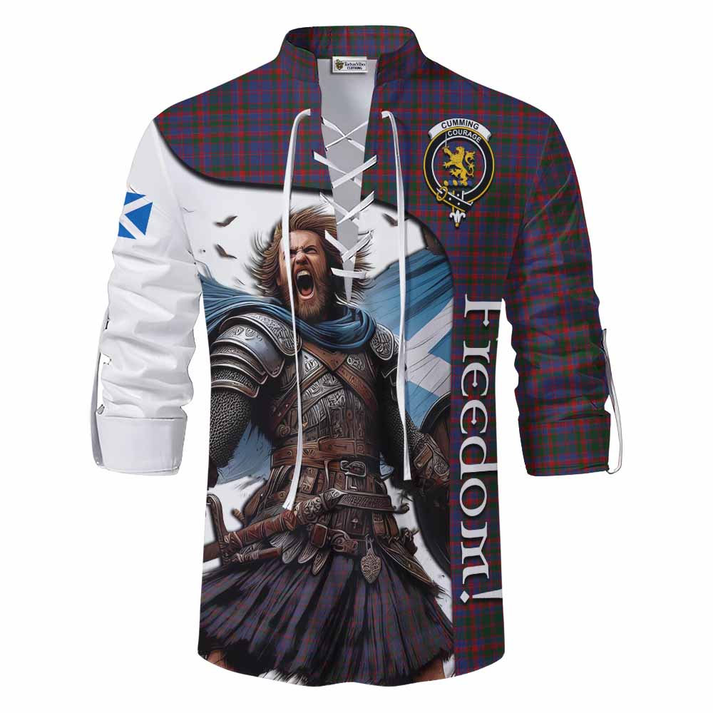 Tartan Vibes Clothing Cumming Crest Tartan Ghillie Kilt Shirt Inspired by the Freedom of Scottish Warrior