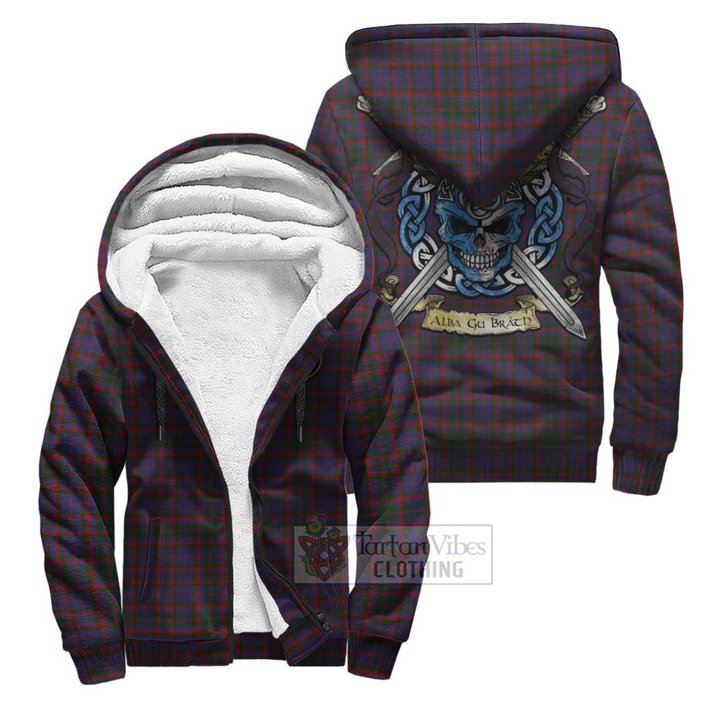 Tartan Vibes Clothing Cumming Tartan Sherpa Hoodie with Family Crest Celtic Skull Style