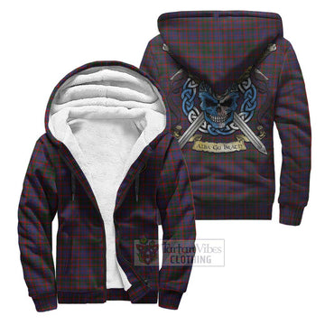 Cumming Tartan Sherpa Hoodie with Family Crest Celtic Skull Style