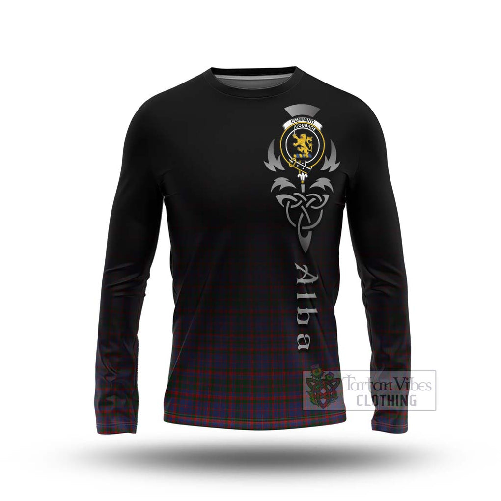 Tartan Vibes Clothing Cumming Tartan Long Sleeve T-Shirt Featuring Alba Gu Brath Family Crest Celtic Inspired