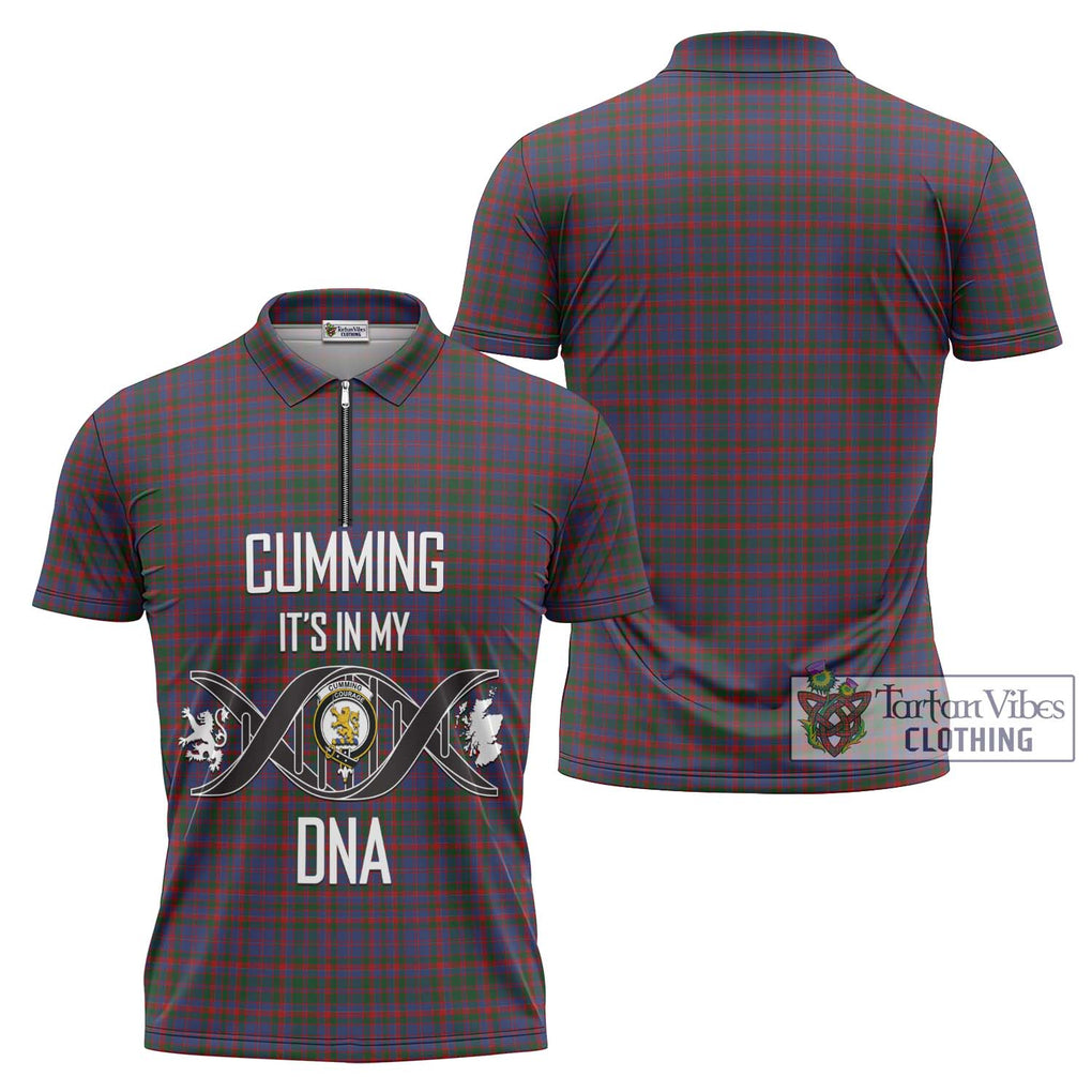 Cumming Tartan Zipper Polo Shirt with Family Crest DNA In Me Style Unisex - Tartanvibesclothing Shop