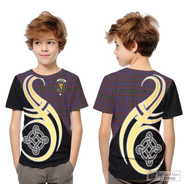 Cumming Tartan Kid T-Shirt with Family Crest and Celtic Symbol Style