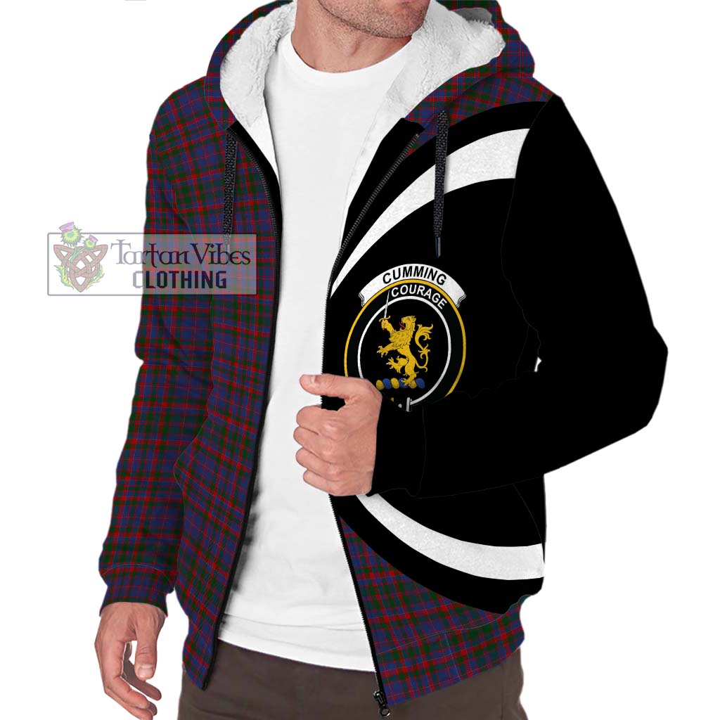 Cumming Tartan Sherpa Hoodie with Family Crest Circle Style Unisex S - Tartan Vibes Clothing