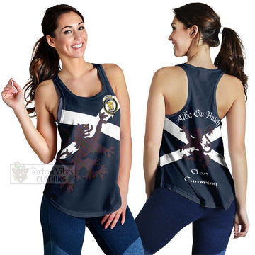 Cumming Tartan Lion Rampant Women's Racerback Tanks  Proudly Display Your Heritage with Alba Gu Brath and Clan Name