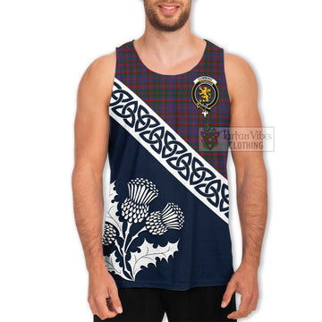 Cumming Tartan Men's Tank Top Featuring Thistle and Scotland Map