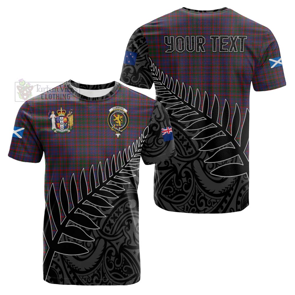 Tartan Vibes Clothing Cumming Crest Tartan Cotton T-shirt with New Zealand Silver Fern Half Style