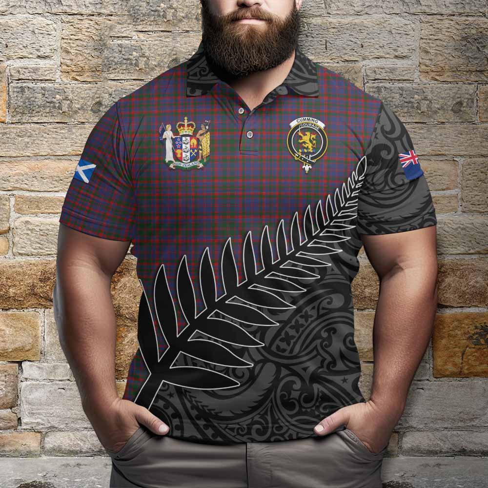 Cumming Crest Tartan Polo Shirt with New Zealand Silver Fern Half Style