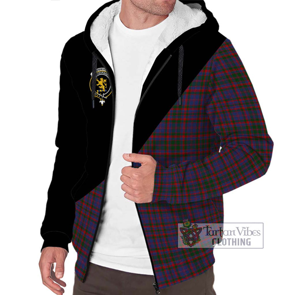 Cumming Tartan Sherpa Hoodie with Family Crest and Military Logo Style Unisex S - Tartanvibesclothing Shop