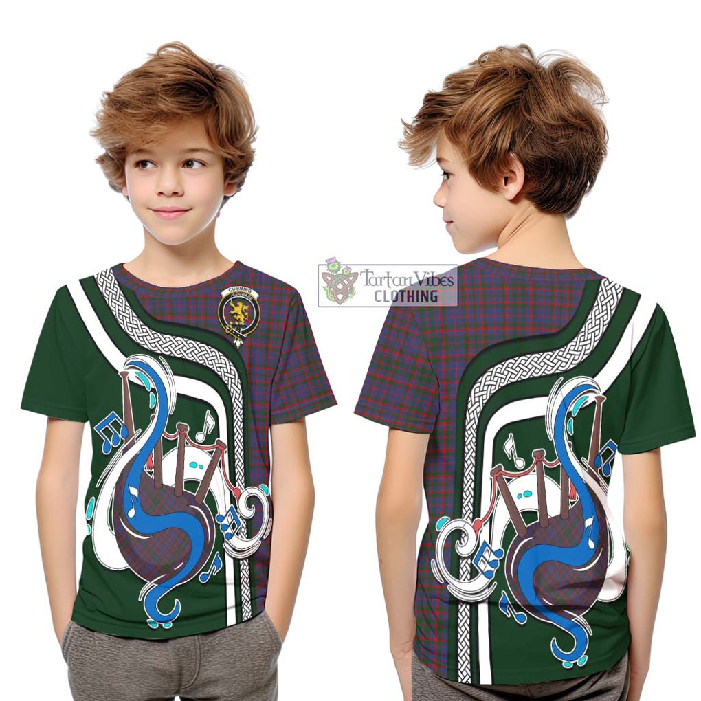 Tartan Vibes Clothing Cumming Tartan Kid T-Shirt with Epic Bagpipe Style