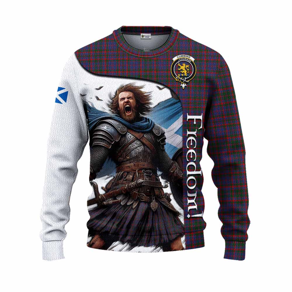 Tartan Vibes Clothing Cumming Crest Tartan Knitted Sweater Inspired by the Freedom of Scottish Warrior