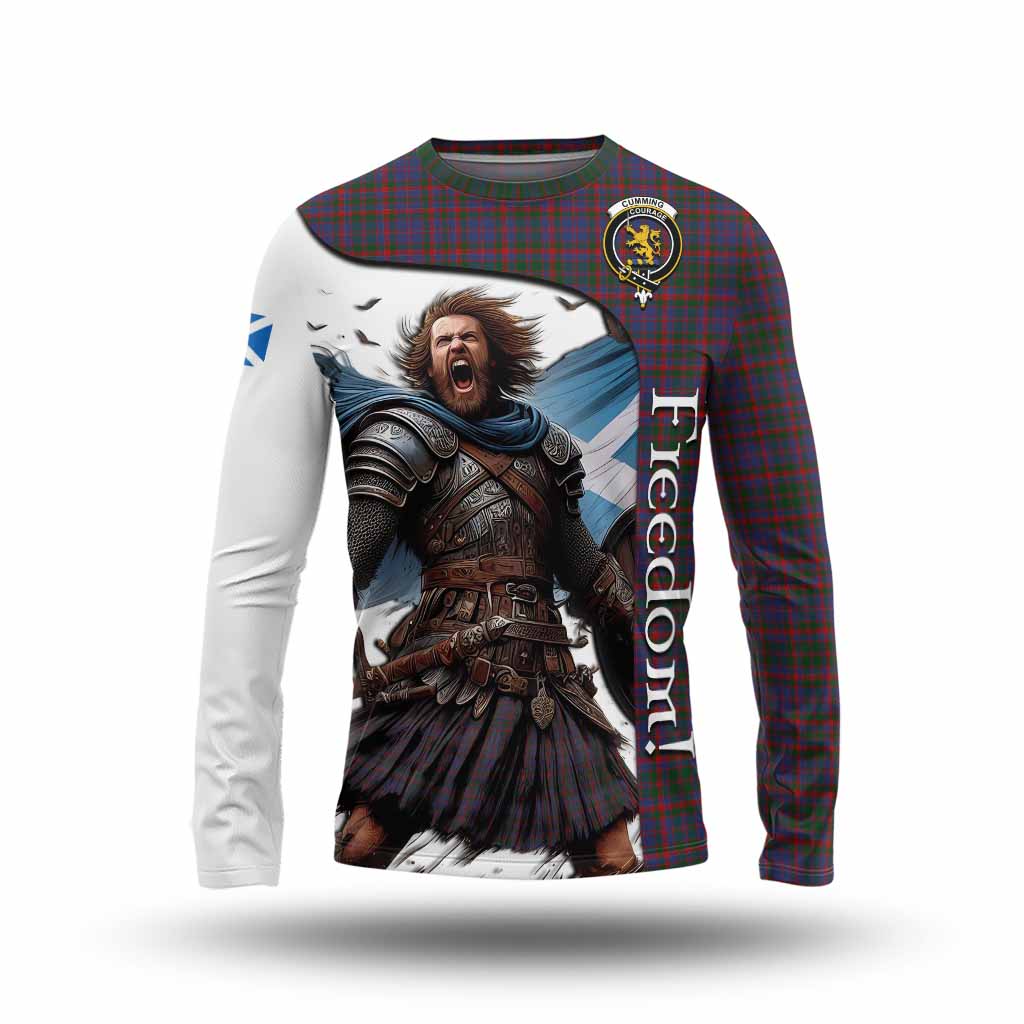 Tartan Vibes Clothing Cumming Crest Tartan Long Sleeve T-Shirt Inspired by the Freedom of Scottish Warrior