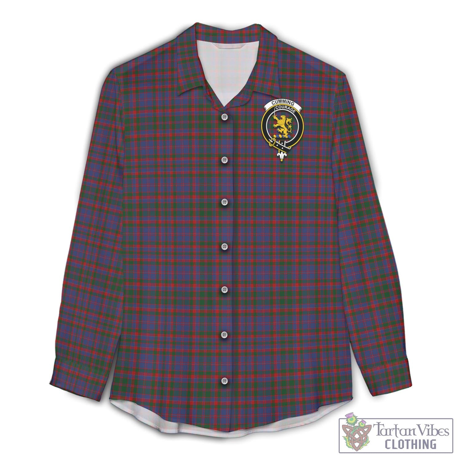 Tartan Vibes Clothing Cumming Tartan Womens Casual Shirt with Family Crest