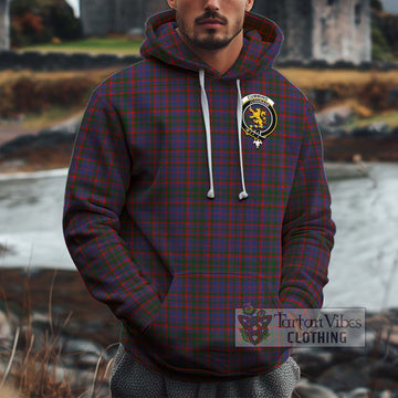 Cumming Tartan Cotton Hoodie with Family Crest