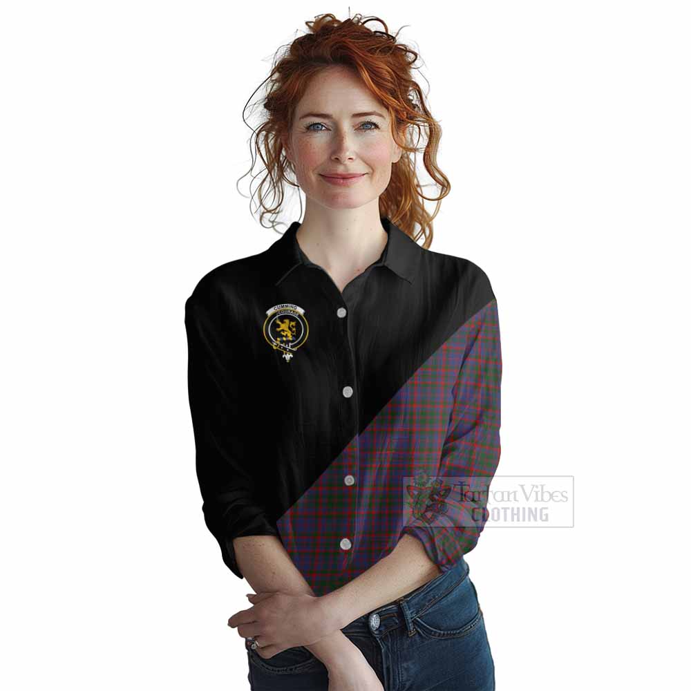 Tartan Vibes Clothing Cumming Tartan Women's Casual Shirt with Family Crest and Military Logo Style