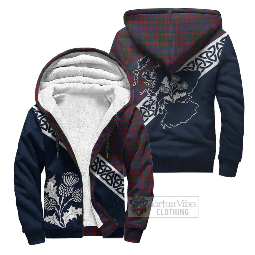 Tartan Vibes Clothing Cumming Tartan Sherpa Hoodie Featuring Thistle and Scotland Map