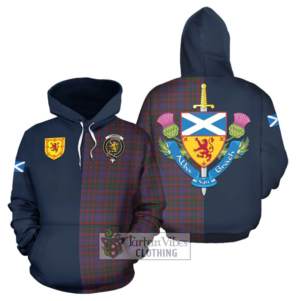 Tartan Vibes Clothing Cumming Tartan Hoodie with Scottish Lion Royal Arm Half Style