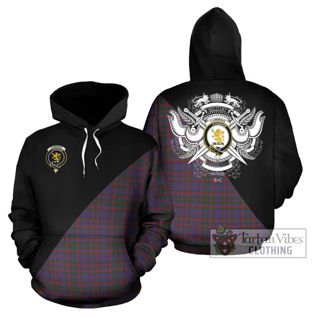 Cumming Tartan Hoodie with Family Crest and Military Logo Style Zip Hoodie - Tartanvibesclothing Shop