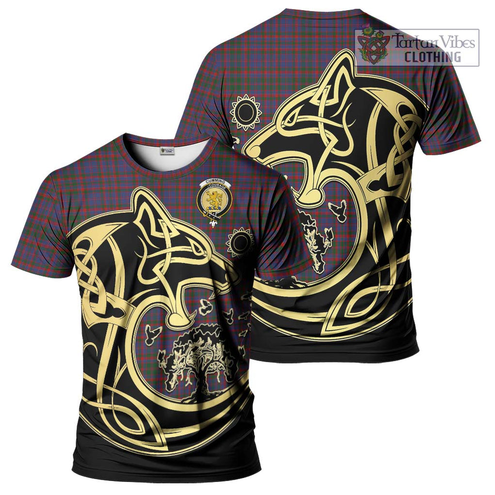 Cumming Tartan T-Shirt with Family Crest Celtic Wolf Style Kid's Shirt - Tartan Vibes Clothing