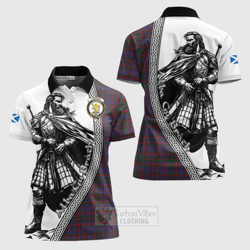 Cumming Tartan Clan Crest Women's Polo Shirt with Highlander Warrior Celtic Style