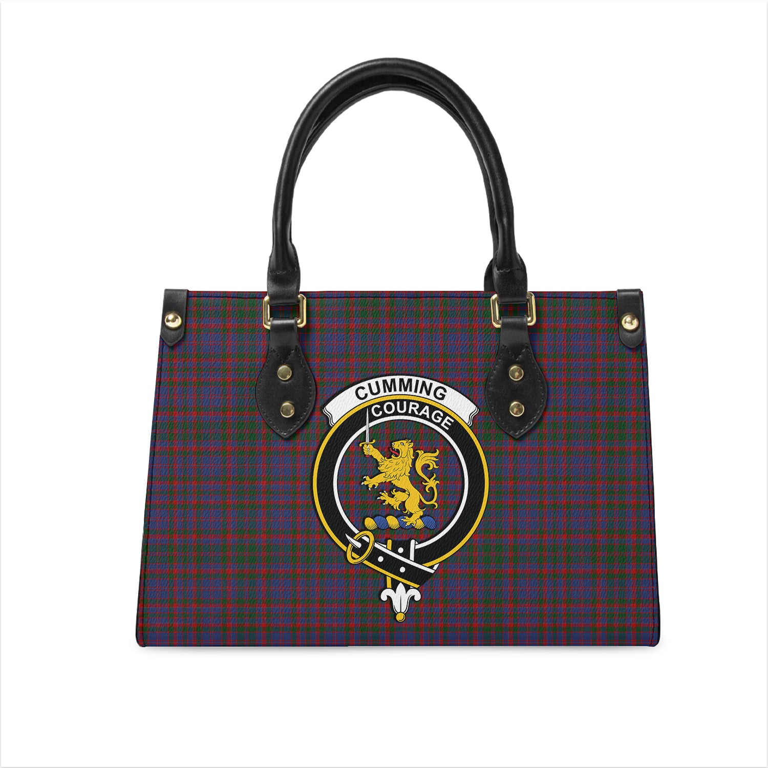 cumming-tartan-leather-bag-with-family-crest