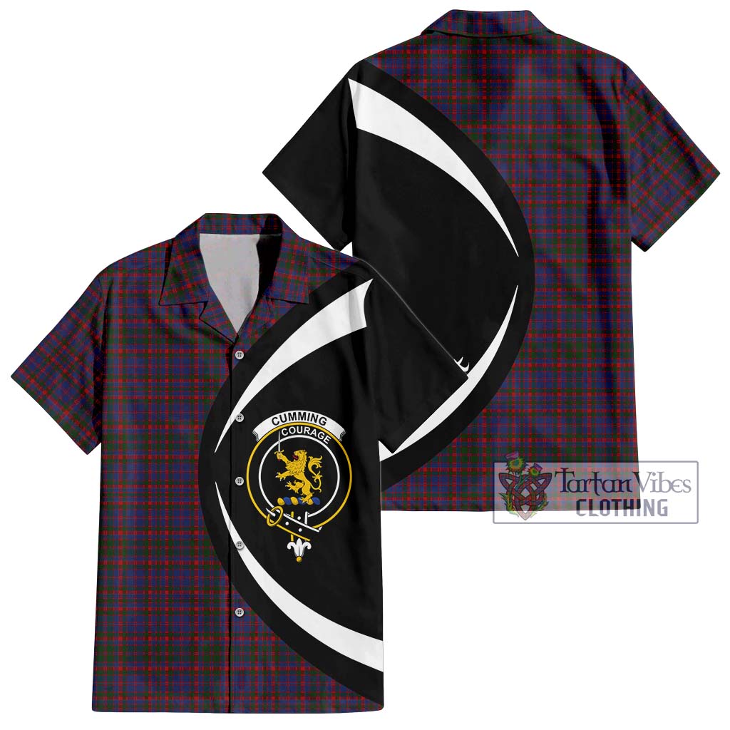 Cumming Tartan Short Sleeve Button Up with Family Crest Circle Style Kid - Tartan Vibes Clothing