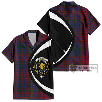 Cumming Tartan Short Sleeve Button Up with Family Crest Circle Style