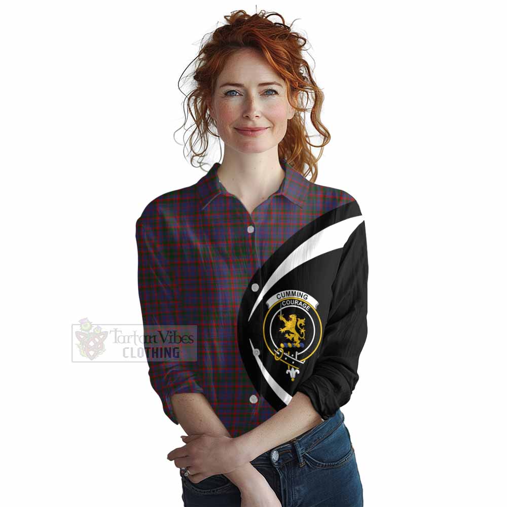 Tartan Vibes Clothing Cumming Tartan Women's Casual Shirt with Family Crest Circle Style