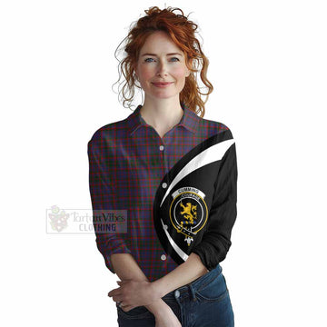 Cumming Tartan Women's Casual Shirt with Family Crest Circle Style