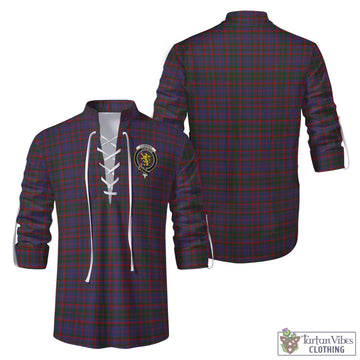 Cumming Tartan Men's Scottish Traditional Jacobite Ghillie Kilt Shirt with Family Crest