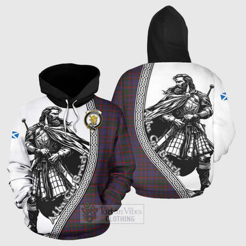 Cumming Tartan Clan Crest Hoodie with Highlander Warrior Celtic Style