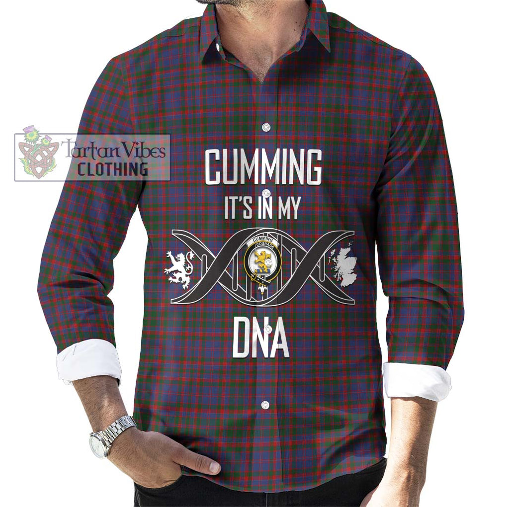 Cumming Tartan Long Sleeve Button Shirt with Family Crest DNA In Me Style Men's Shirt S - Tartanvibesclothing Shop