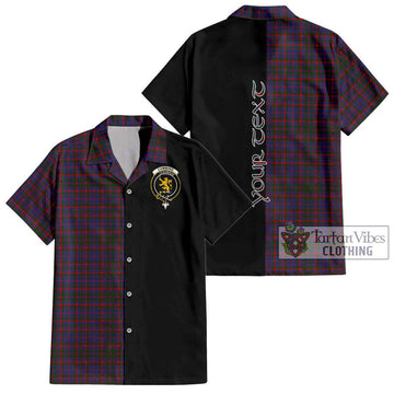 Cumming Tartan Short Sleeve Button Shirt with Family Crest and Half Of Me Style