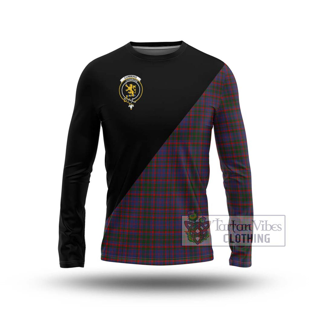 Cumming Tartan Long Sleeve T-Shirt with Family Crest and Military Logo Style Unisex - Tartanvibesclothing Shop