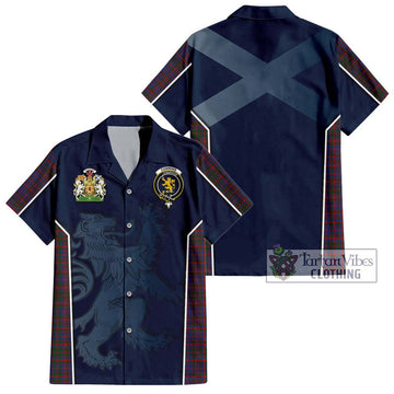 Cumming Tartan Short Sleeve Button Shirt with Family Crest and Lion Rampant Vibes Sport Style