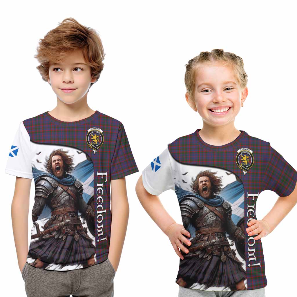 Tartan Vibes Clothing Cumming Crest Tartan Kid T-Shirt Inspired by the Freedom of Scottish Warrior