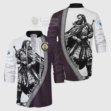 Cumming Tartan Clan Crest Ghillie Kilt Shirt with Highlander Warrior Celtic Style