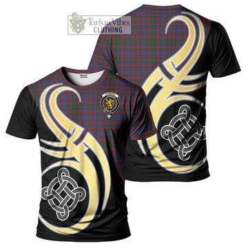 Cumming Tartan T-Shirt with Family Crest and Celtic Symbol Style