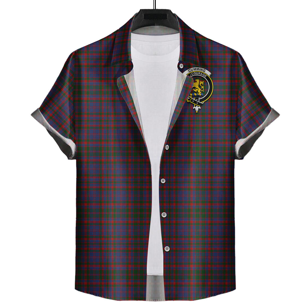 cumming-tartan-short-sleeve-button-down-shirt-with-family-crest