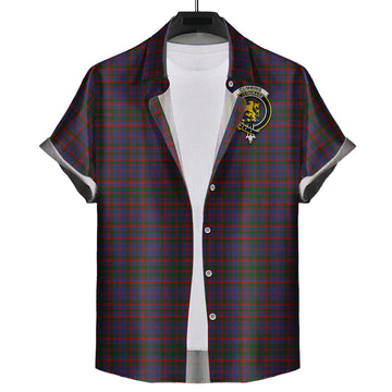 Cumming Tartan Short Sleeve Button Down Shirt with Family Crest