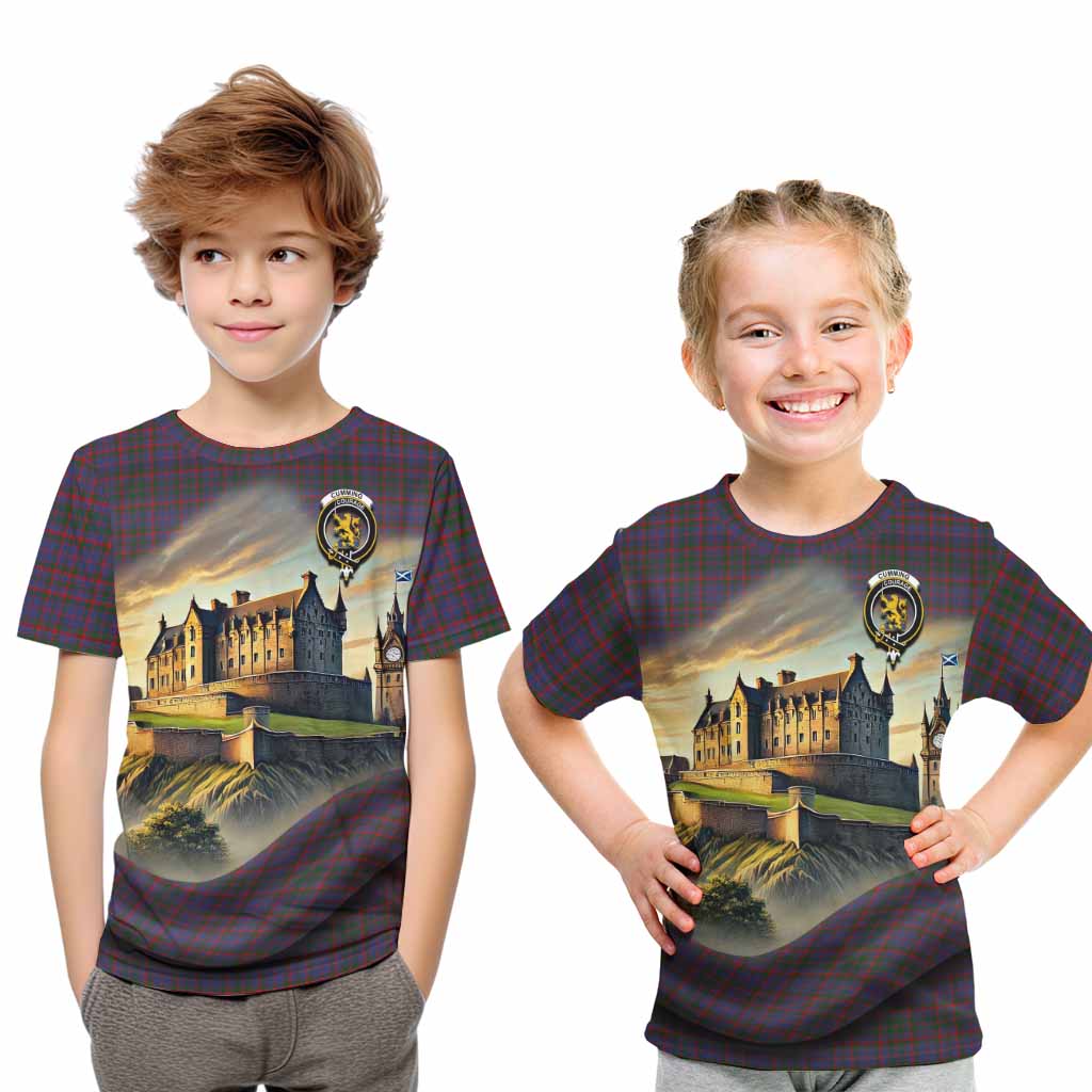 Cumming Tartan Family Crest Kid T-Shirt with Scottish Ancient Castle Style Youth XL Size14 - Tartan Vibes Clothing