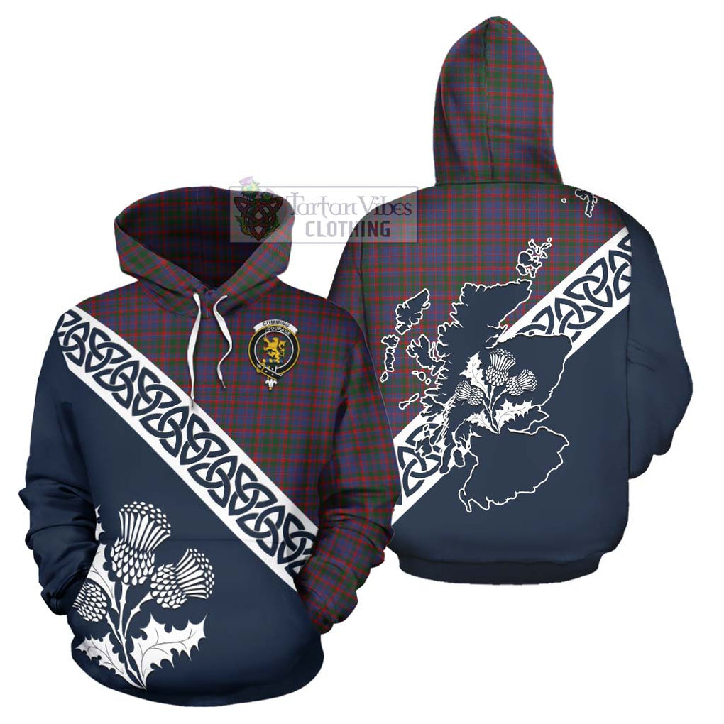 Tartan Vibes Clothing Cumming Tartan Hoodie Featuring Thistle and Scotland Map