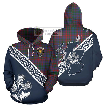 Cumming Tartan Hoodie Featuring Thistle and Scotland Map