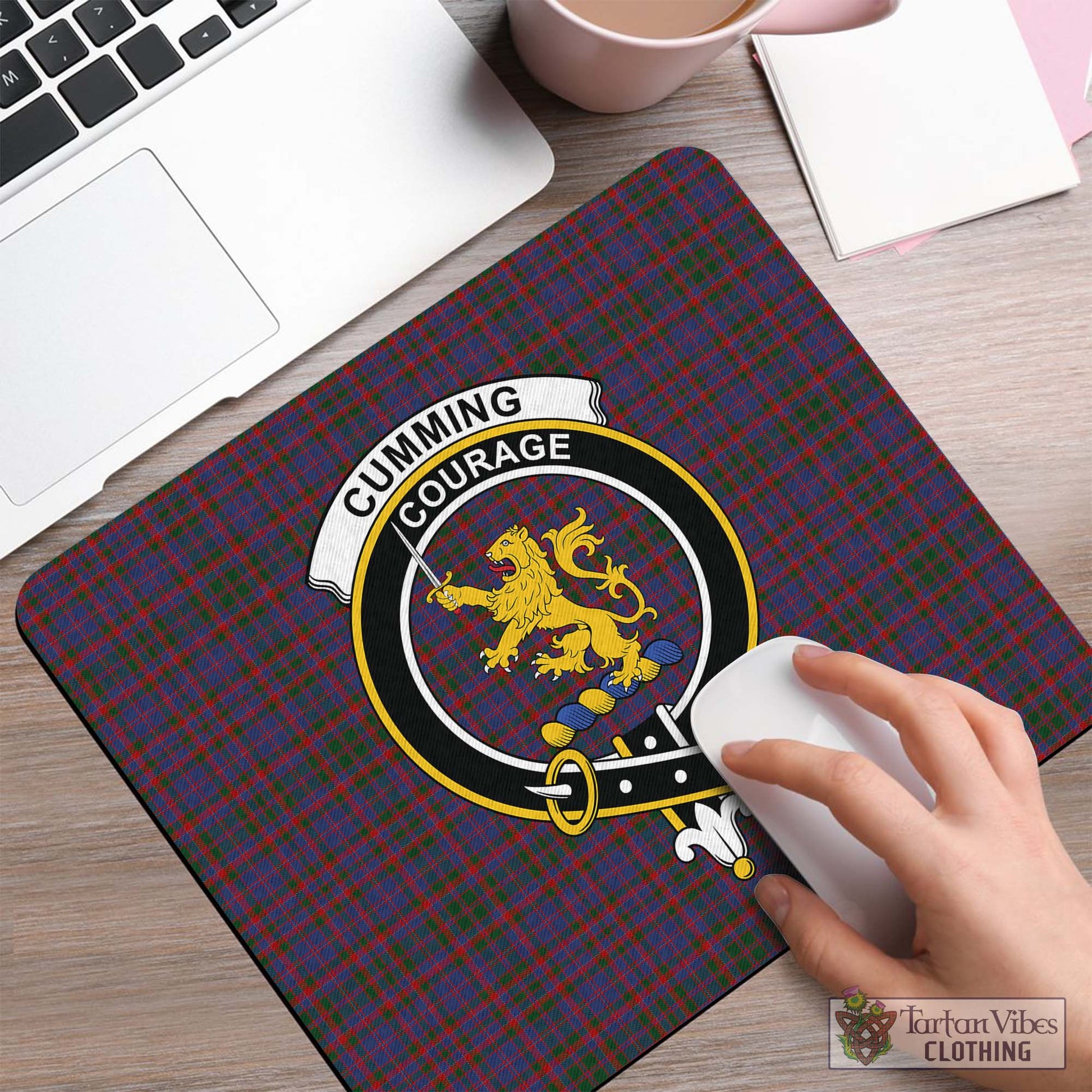 Tartan Vibes Clothing Cumming Tartan Mouse Pad with Family Crest