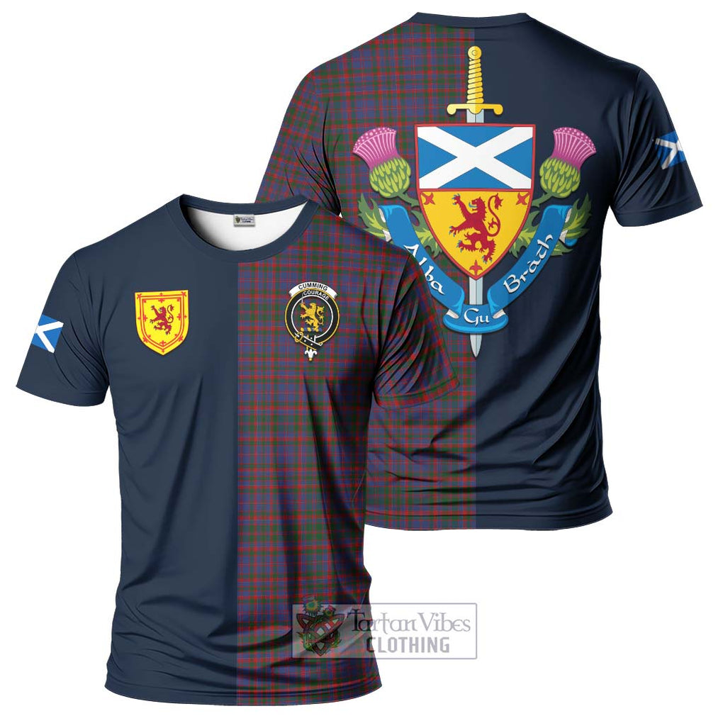 Tartan Vibes Clothing Cumming Tartan T-Shirt Alba with Scottish Lion Royal Arm Half Style