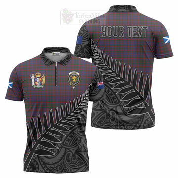 Cumming Crest Tartan Zipper Polo Shirt with New Zealand Silver Fern Half Style