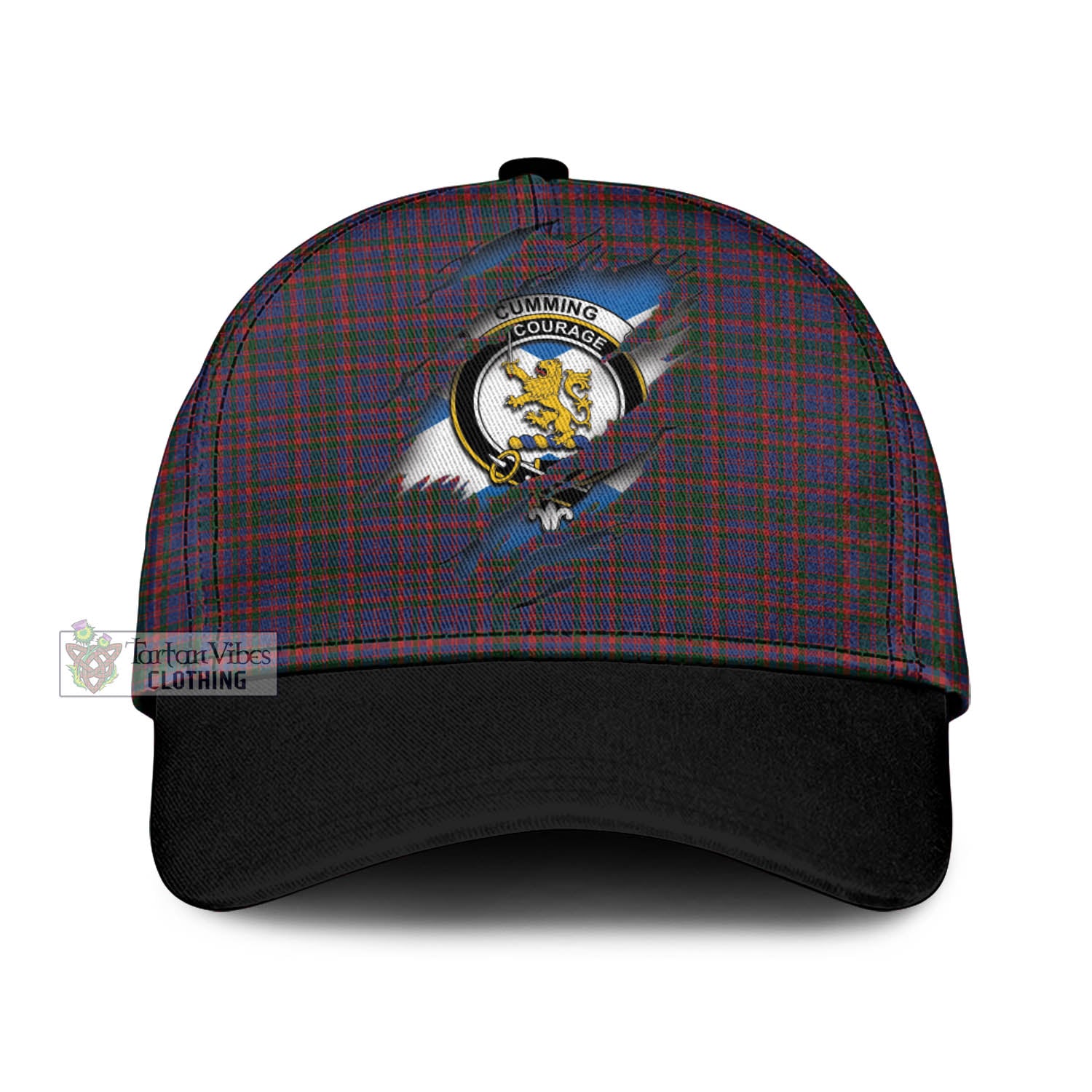 Tartan Vibes Clothing Cumming Tartan Classic Cap with Family Crest In Me Style