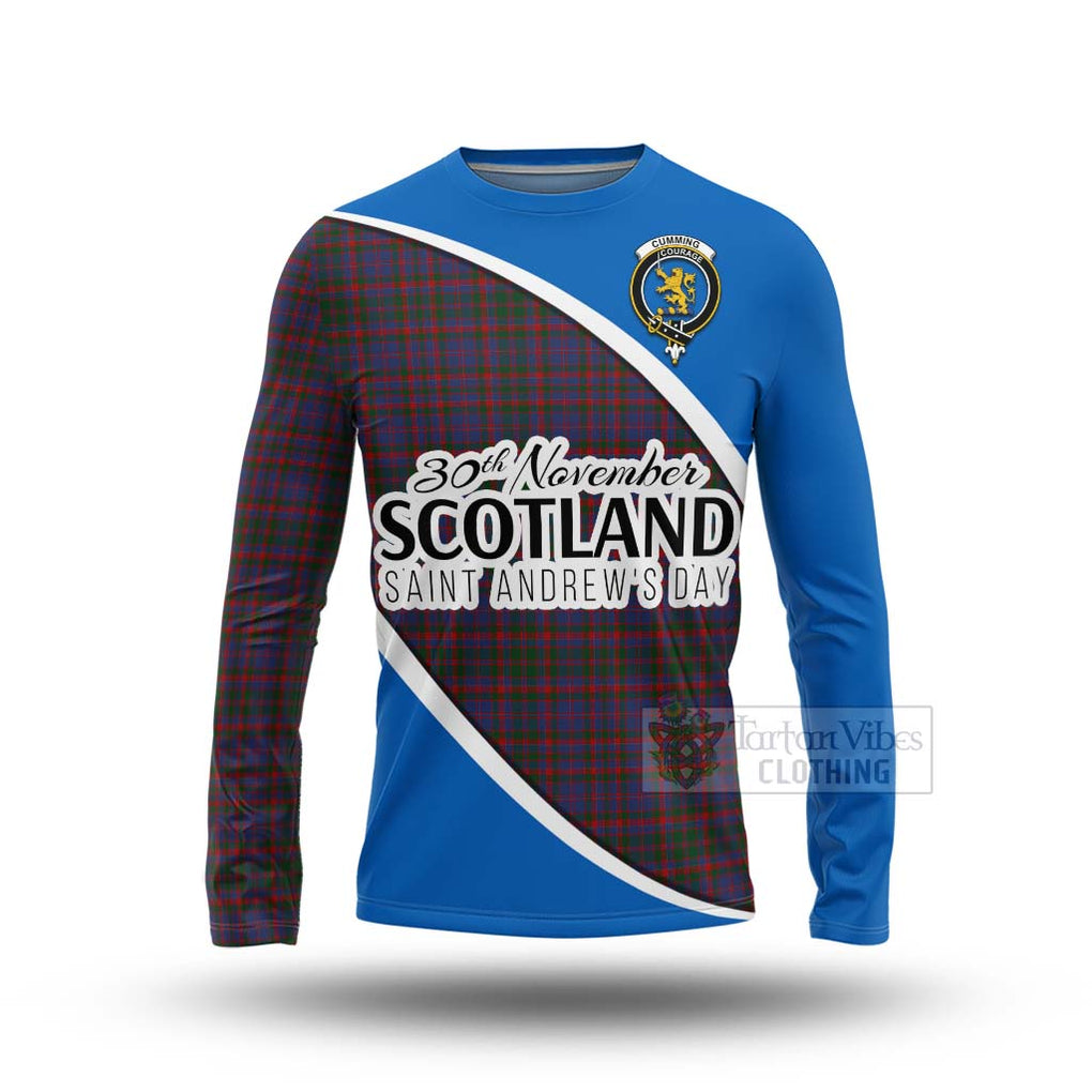 Tartan Vibes Clothing Cumming Family Crest Tartan Long Sleeve T-Shirt Celebrate Saint Andrew's Day in Style