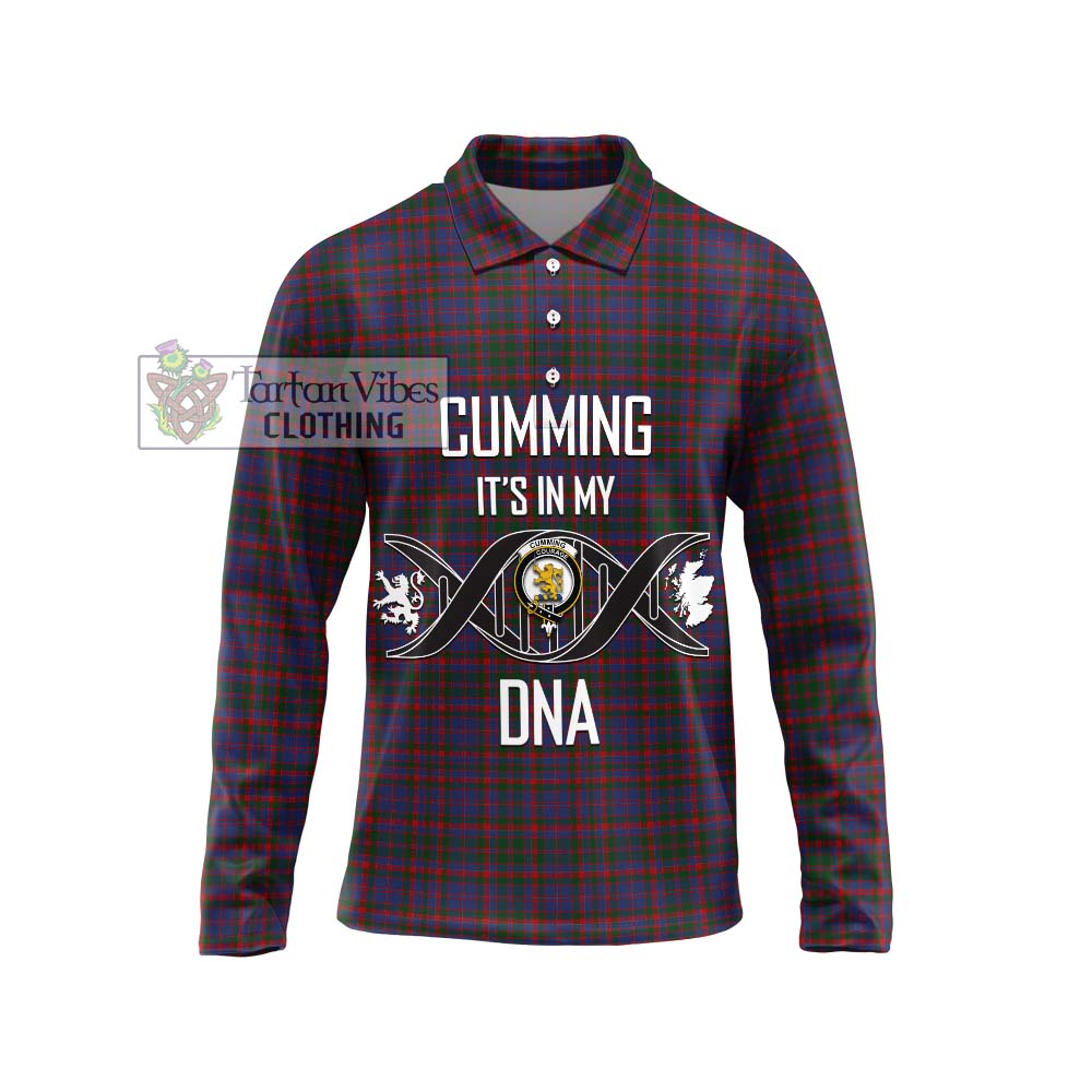 Cumming Tartan Long Sleeve Polo Shirt with Family Crest DNA In Me Style Unisex - Tartanvibesclothing Shop